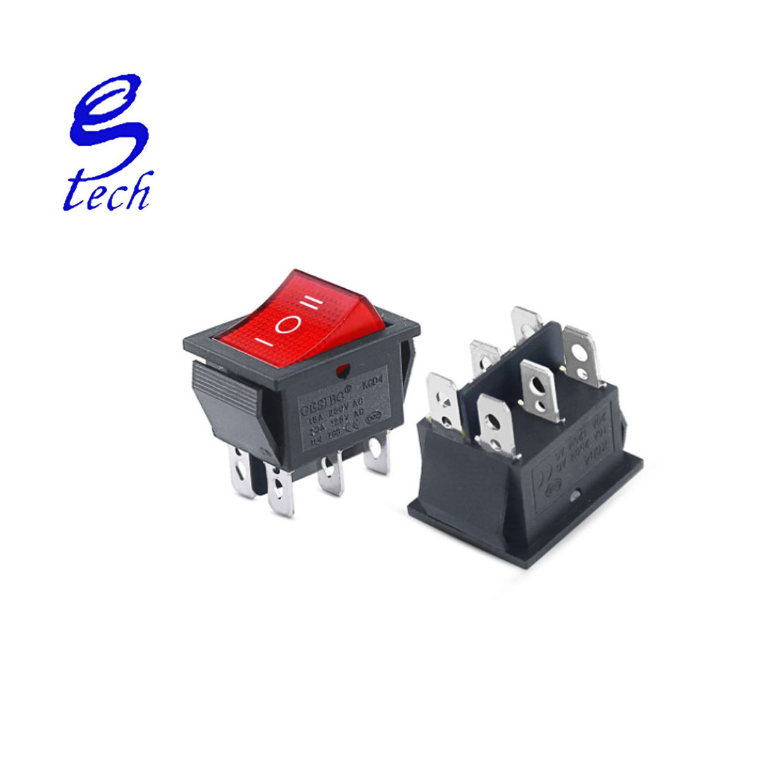 1E4 kcd4 Rocker Switch ON-OFF 2 Position 4 Pins /6 Pins Electrical equipment With Light Power Switch