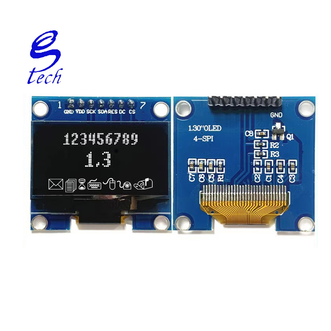 High quality 1.3 inch oled display module 7 pin spi interface CH1116 oled display module 12864 lcd display