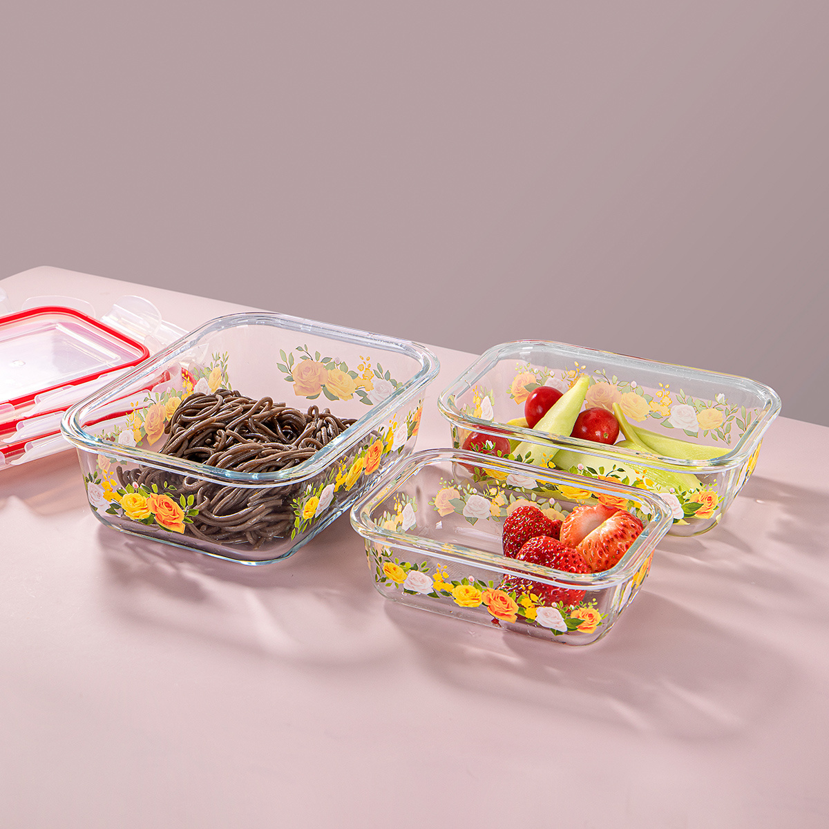 JINGHUANG Professional glass lock food container bento glass lunch box set for wholesales