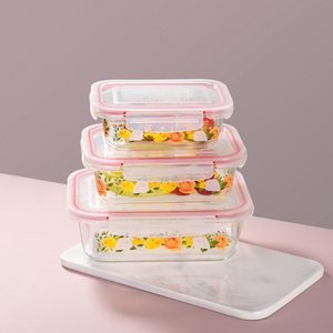 JINGHUANG Professional glass lock food container bento glass lunch box set for wholesales