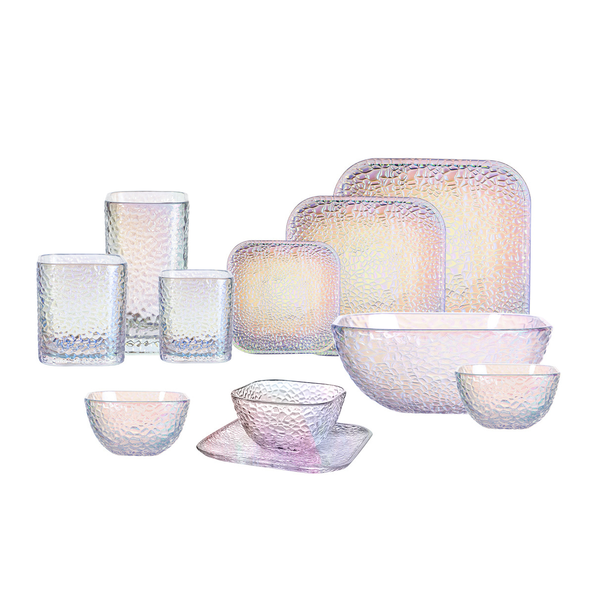 JINGHUANG GLASSWARE,DINNERWARE,TABLEWARE,Eco Friendly Luxury Dish Set Glass Dinner Tableware with Gold Rim