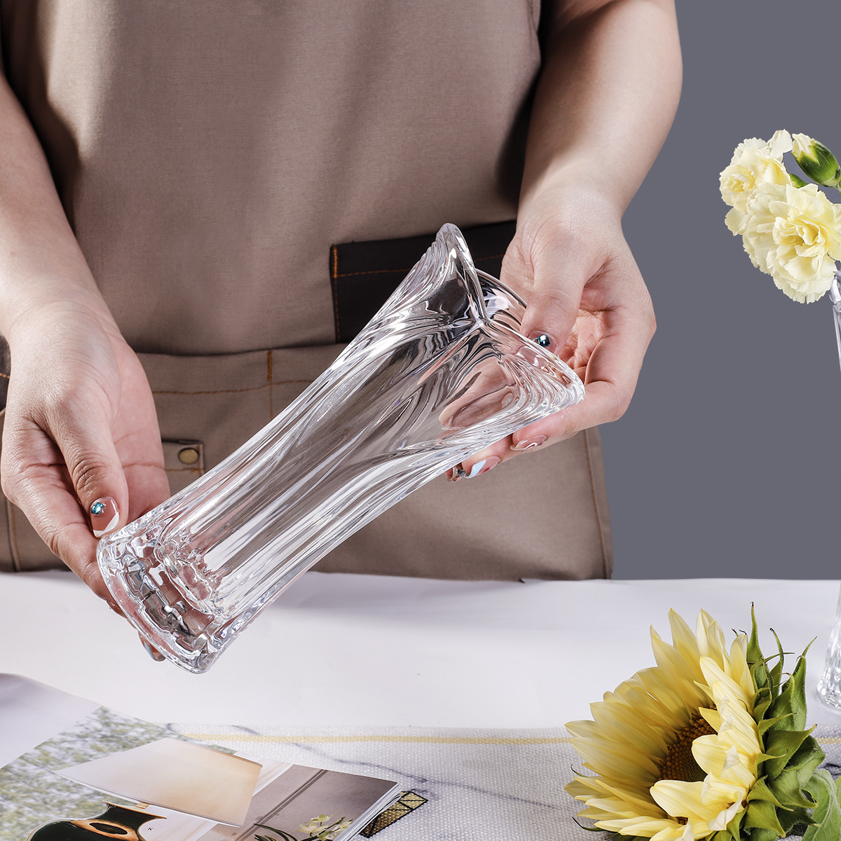 Cheapest Clear Glass Vase Tall Jar Glass For Wedding Home Decoration Custom Made Large Glass flower vase