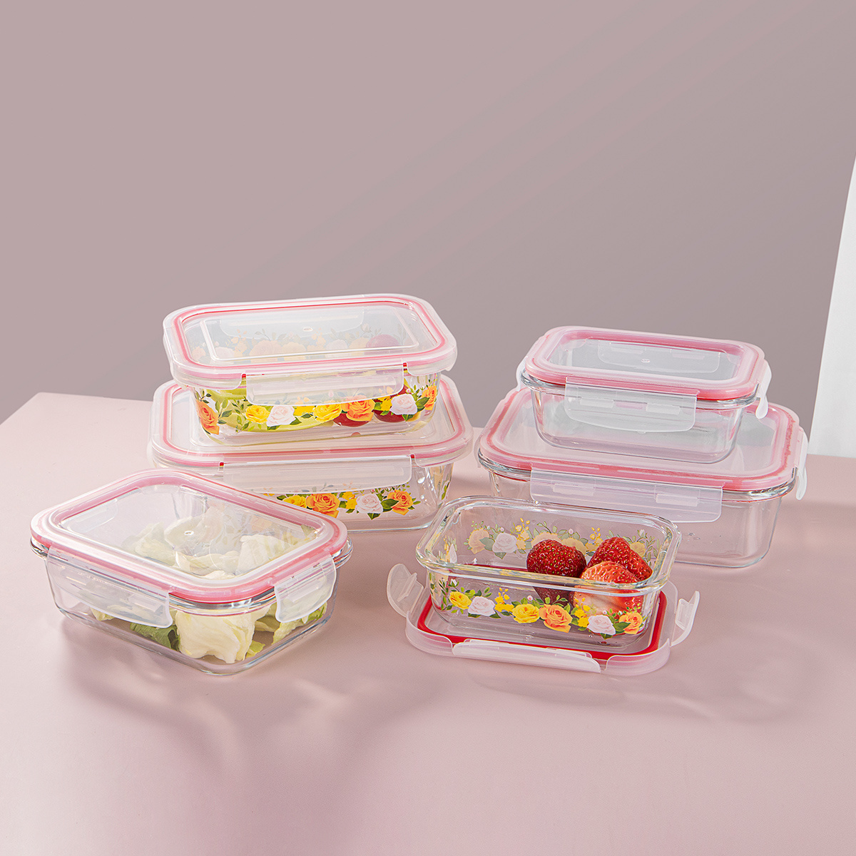 JINGHUANG Professional glass lock food container bento glass lunch box set for wholesales