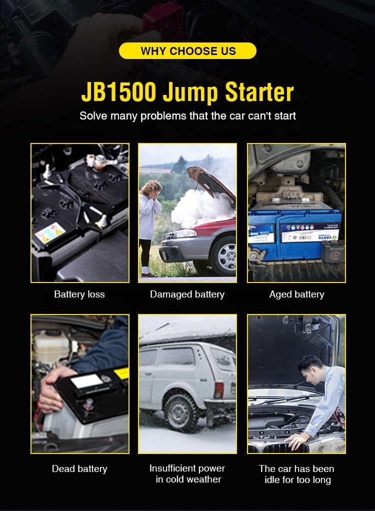 Car Jump Starter Portable 12v Lithium Battery Emergency Jump Starter For Up To 7.0l Gasoline Or 5.0l Diesel Engine