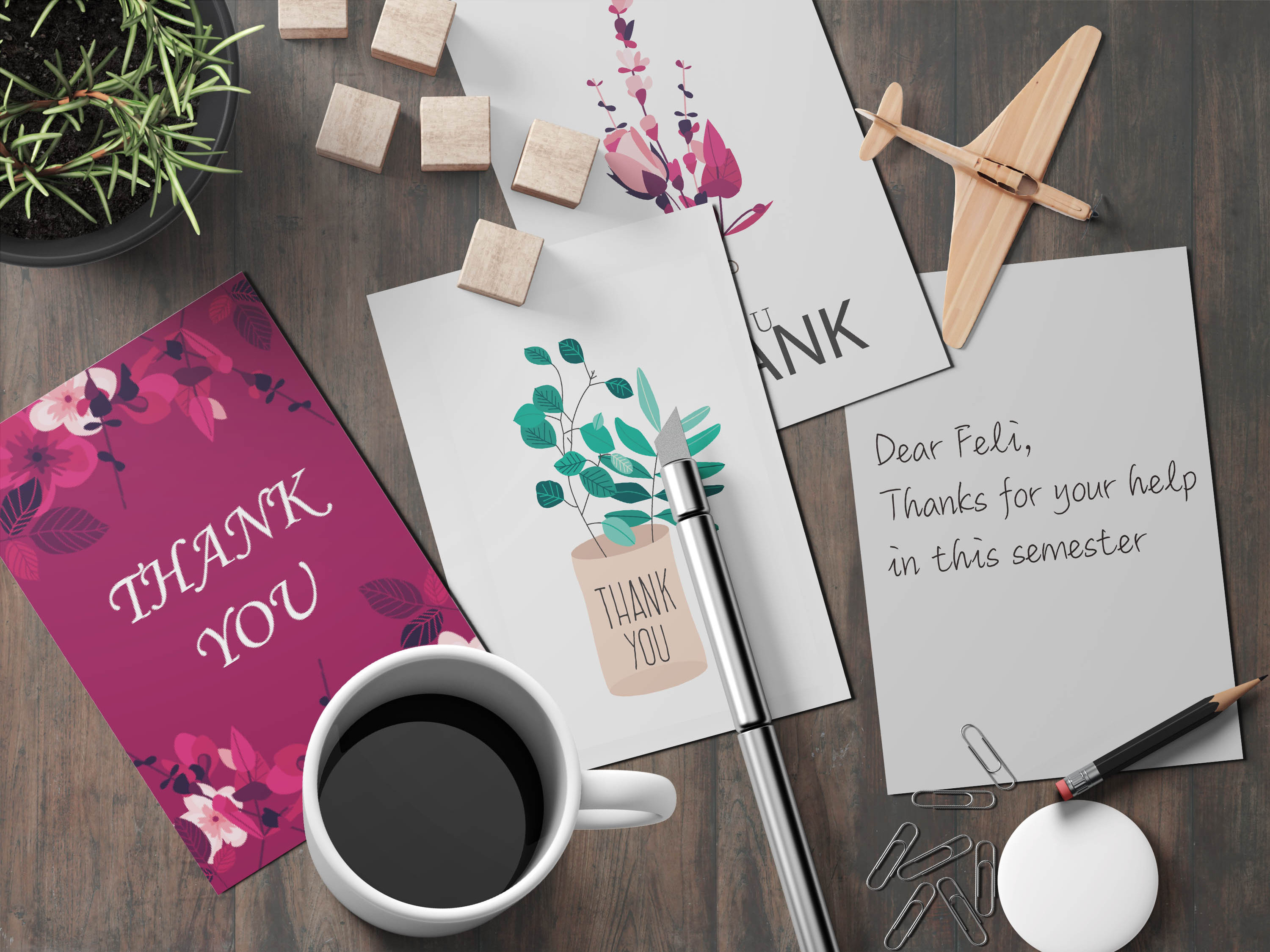 Modern Artist Blank Thank You Card Custom Printed 4x6 inch Business Note Cards