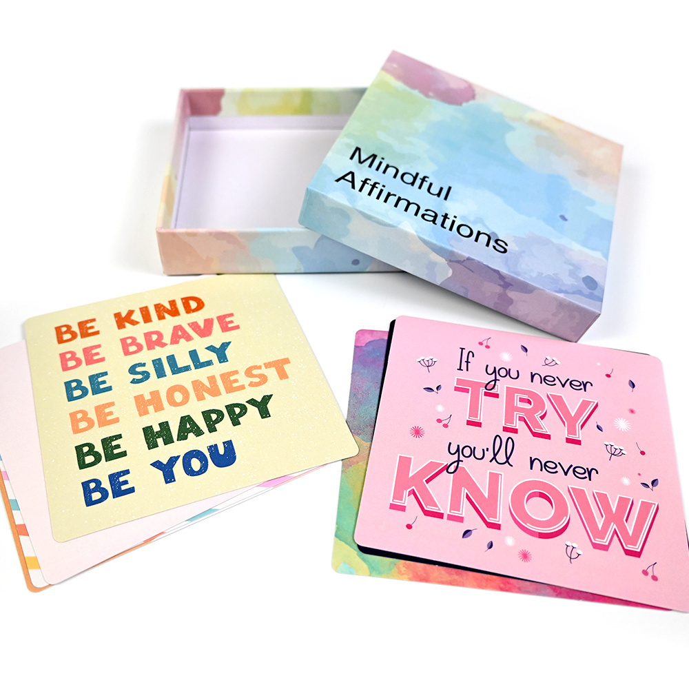 Custom Logo Printing Daily Gratitude Positive Inspirational Girl Self Love Affirmation Cards Set With Box Packaging