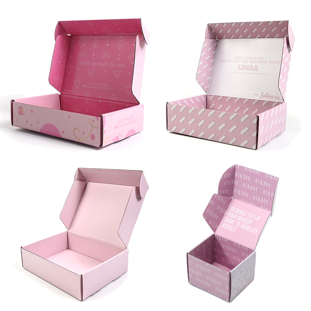 Manufacturer Custom Printed Cosmetic Apparel Packaging Mailing Shipping Box Cardboard Pink Mailer Box With Logo