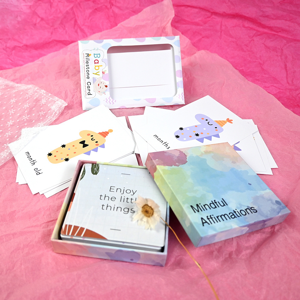 Custom Logo Printing Daily Gratitude Positive Inspirational Girl Self Love Affirmation Cards Set With Box Packaging