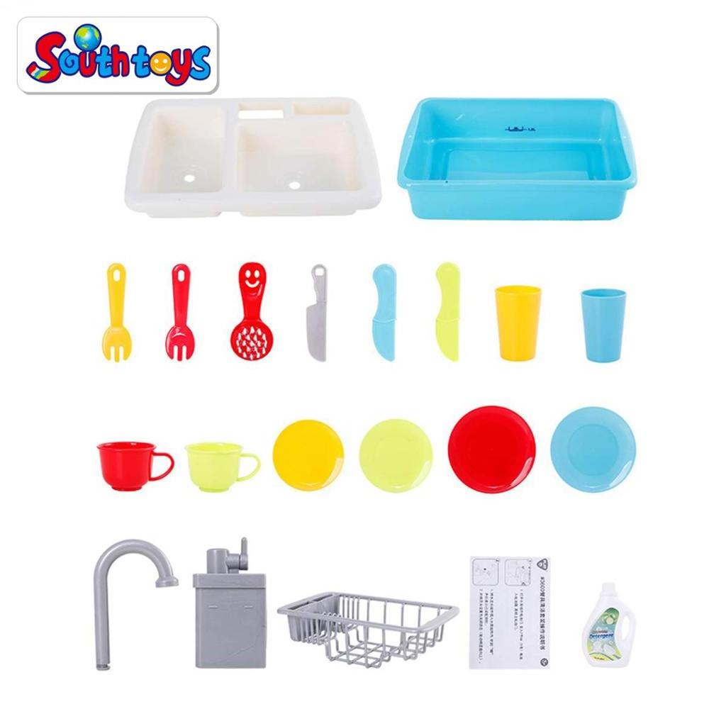 Preschool Simulation Real Working Faucet & Drain Wash-Up Kitchen Sink Pretend Play Set Toys for Boys Girls