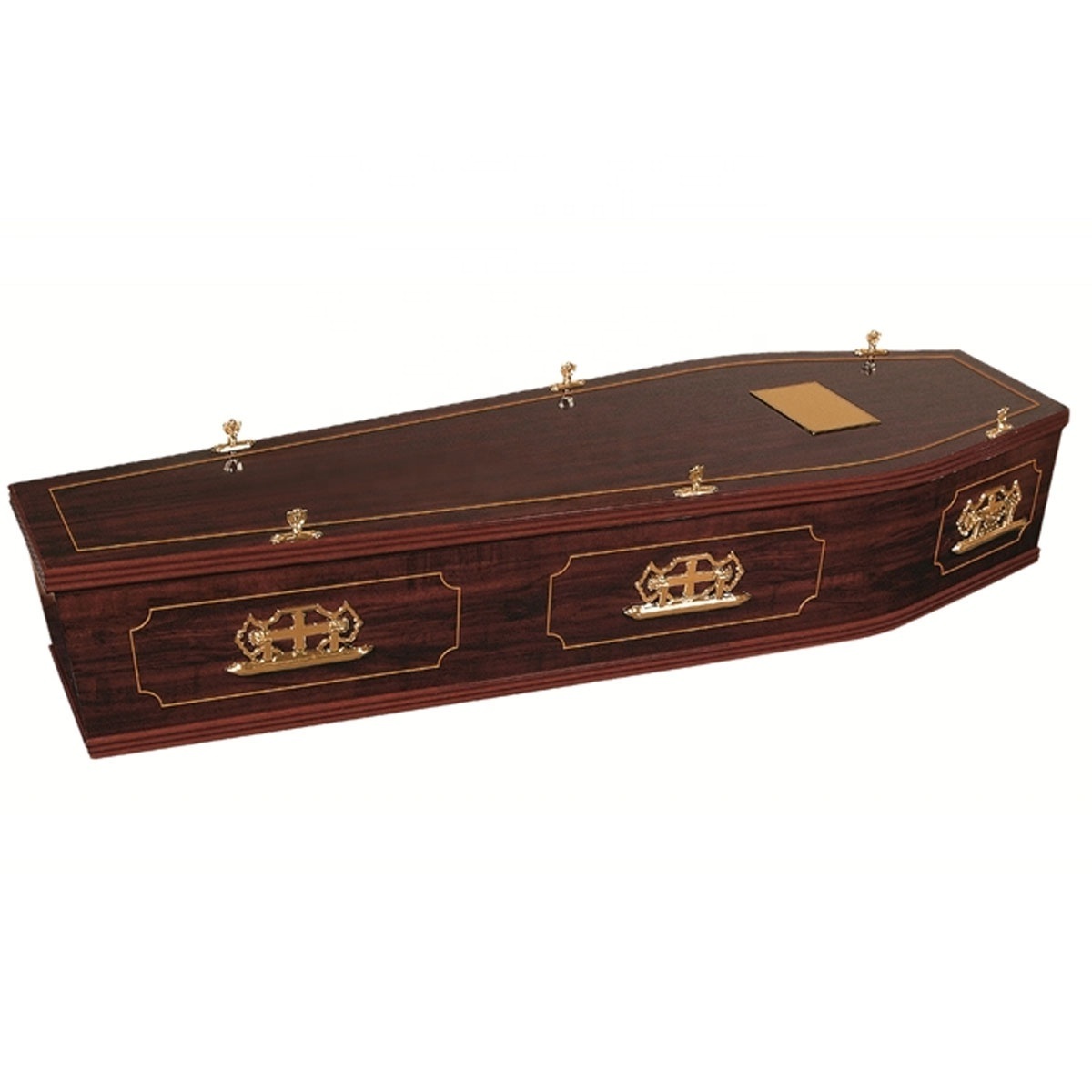 European style Italian coffin  Solid wood Casket burial vault combo bed Wooden funeral box for adult