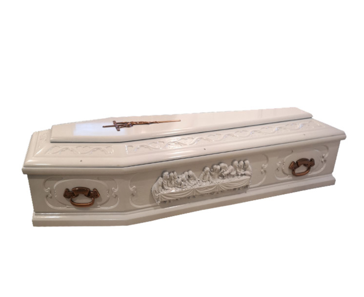 Italian style Last supper wooden coffin  Funeral Solid Wood burial vault combo bed Wood casket and coffin box Cremation coffin