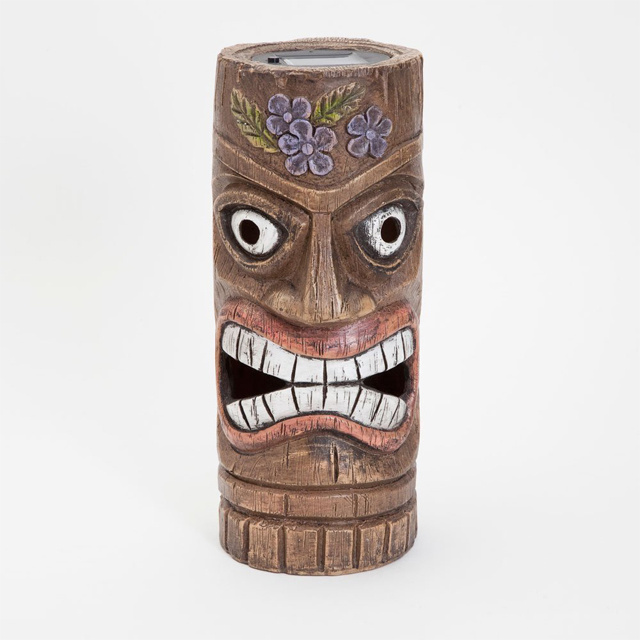 Solar Tiki Statue Glowing Light-Up Outdoor Garden Sculpture