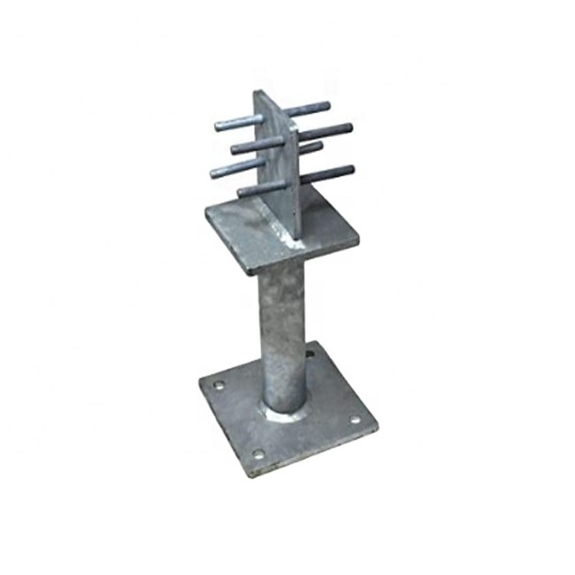 Customized hot dip galvanized surface treatment  metal welded ground anchor column foundation pipe bracket