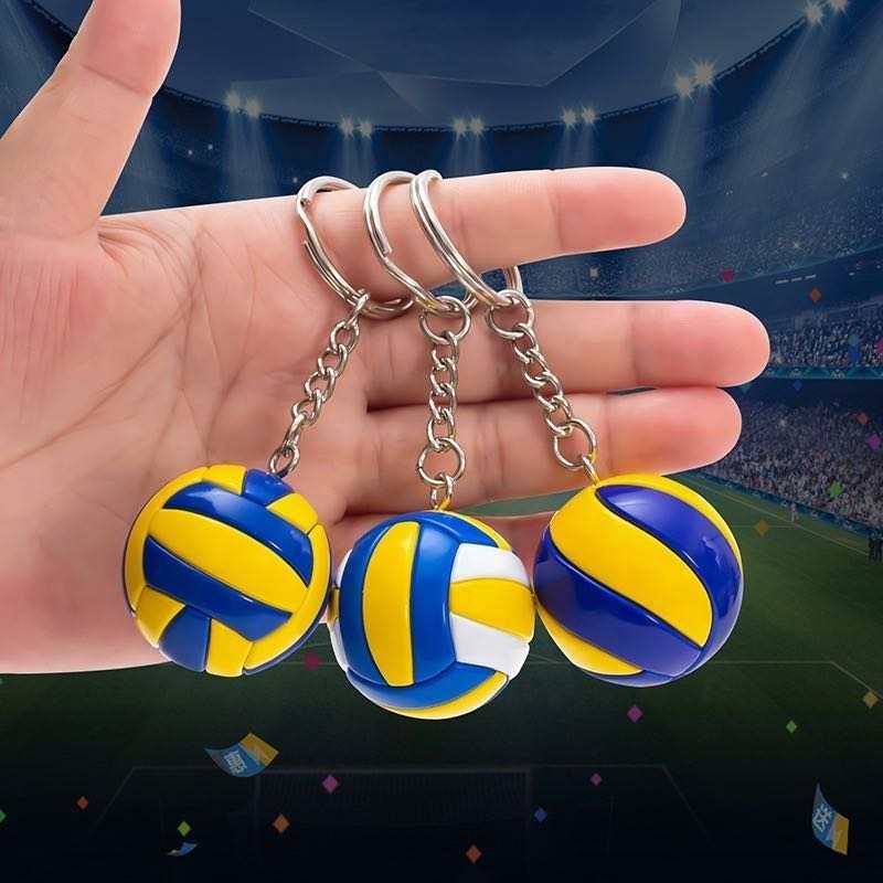 Promotional Custom Souvenir Gift New Design Sports Key Chains 3d Pvc Mini Volleyball Pendent Plastic Keychain