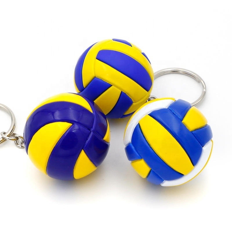 Promotional Custom Souvenir Gift New Design Sports Key Chains 3d Pvc Mini Volleyball Pendent Plastic Keychain