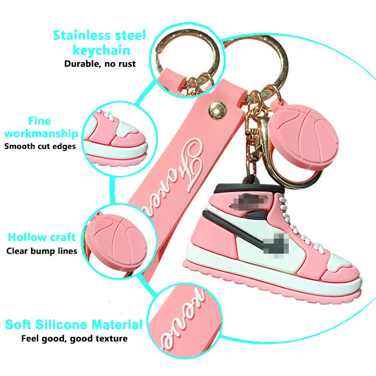 Jinwei Gift Fashion Promotional Mini 3d Shoe PVC Keychain Charms Custom Silicone 3d Sneaker Keychain