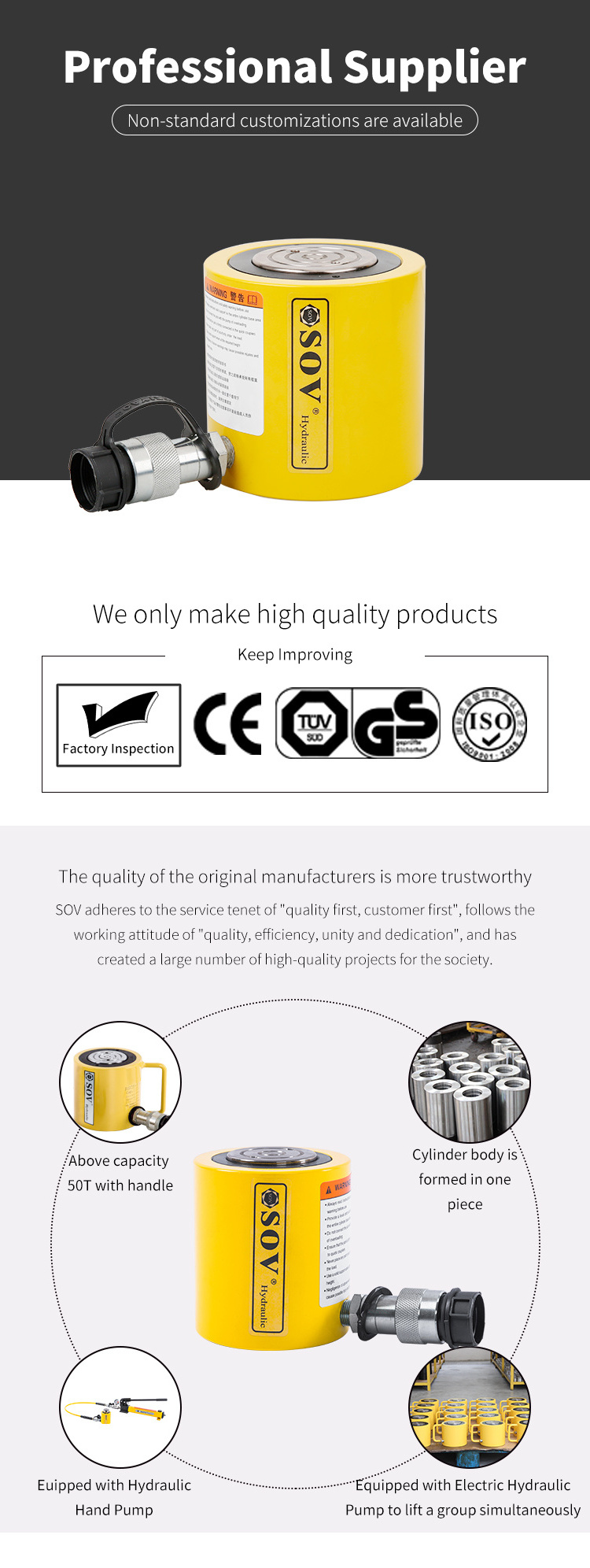 Enerpac Equivalent Single acting RCS low height small lifting hydraulic cylinder