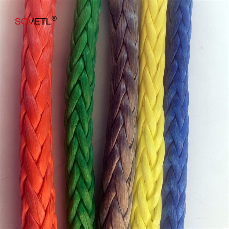 UHMWPE Rope 12 Strands High Strength Druable Cord Corrosion Resistant Synthetic Uhmwpe Hollow Braided Rope for Winch for Mooring