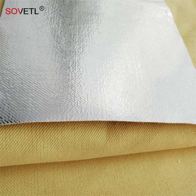 Aramid Coated Aluminum Cloth Heat Insulation Fireproof FR Temperature Resistant Aramid Aluminum Foil Fabric for Industry BBQ