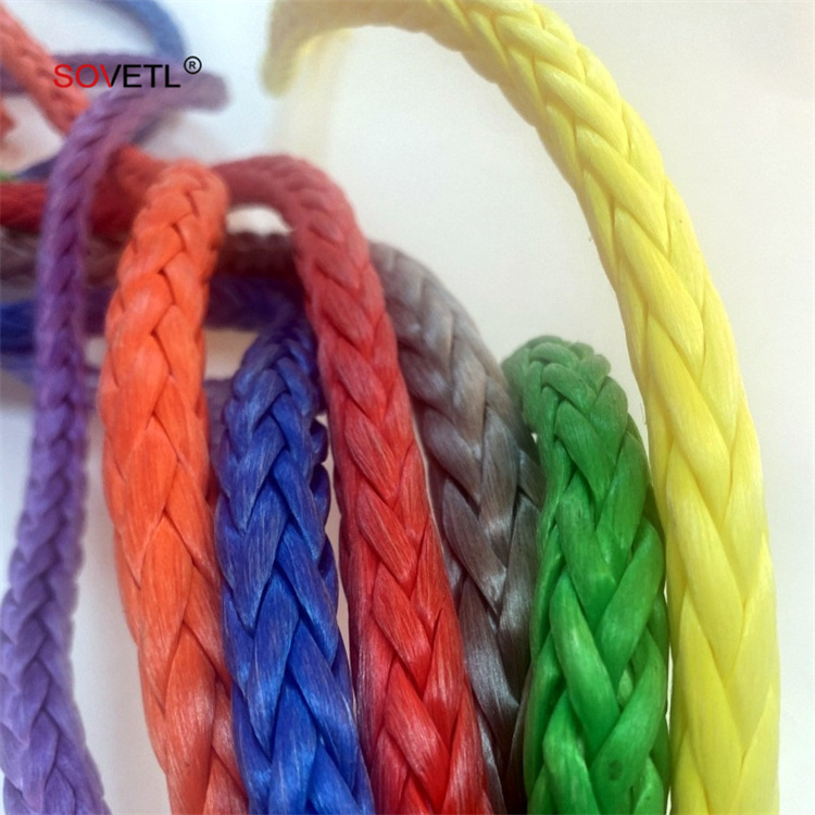 UHMWPE Rope 12 Strands High Strength Druable Cord Corrosion Resistant Synthetic Uhmwpe Hollow Braided Rope for Winch for Mooring