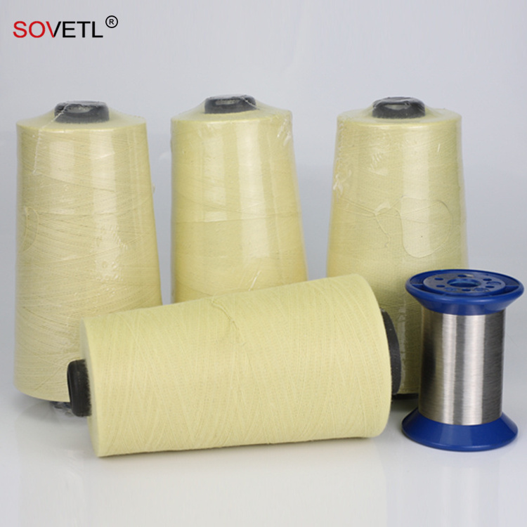 Aramid Stainless Steel Thread Enhanced Fireproof Fire Resistant Heat Flame Retardant Reinforced Para Aramid SS Wire Yarn Thread