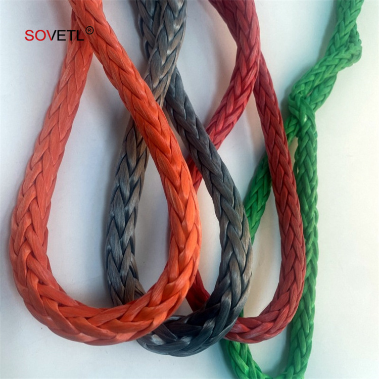 UHMWPE Rope 12 Strands High Strength Druable Cord Corrosion Resistant Synthetic Uhmwpe Hollow Braided Rope for Winch for Mooring