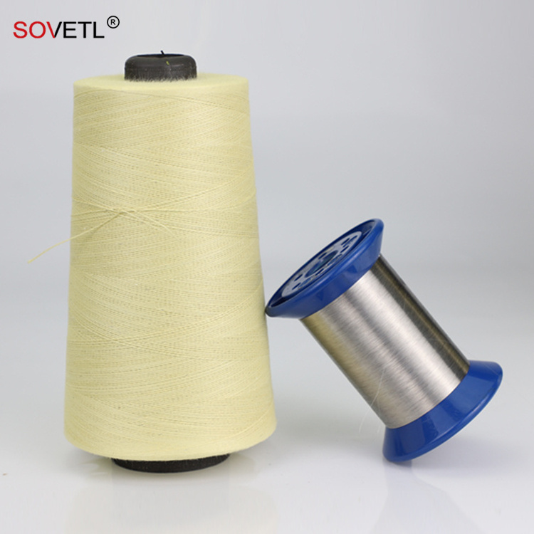 Aramid Stainless Steel Thread Enhanced Fireproof Fire Resistant Heat Flame Retardant Reinforced Para Aramid SS Wire Yarn Thread