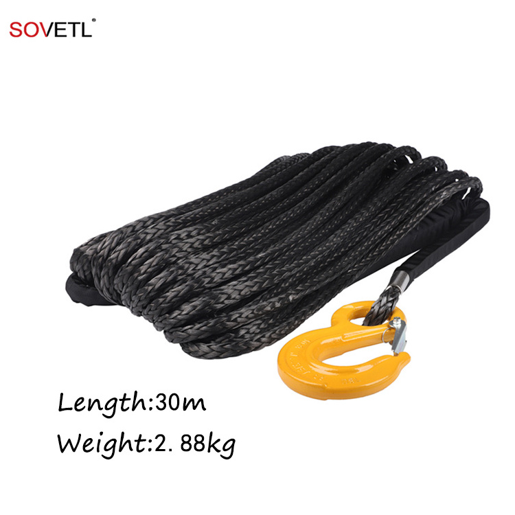 0.48'' x 10FT(30m) Yacht Rope 29800lbs ATV UTV UHMWPE Synthetic 12mm Winch Rope