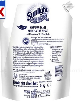 Sunlight Dishwashing Liquid Detergent Matcha Japan Tea 3.4KG Bag Wholesale Effective Dishwashing Liquid To Deodorate