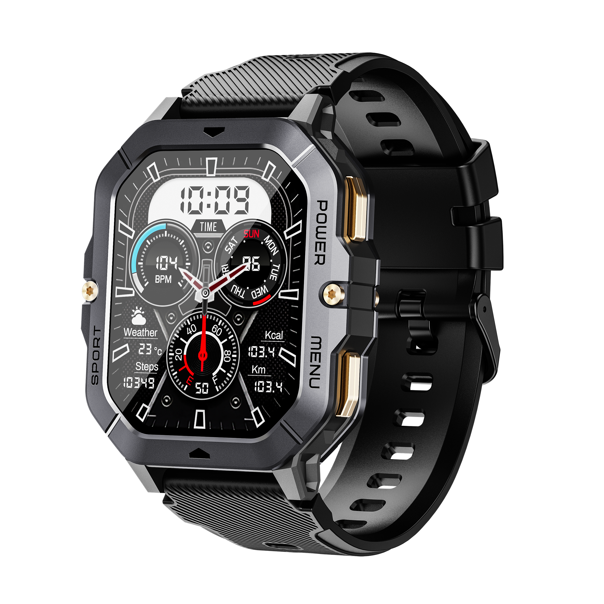 C28 Outdoor 1ATM Waterproof 2.02 inch Men BT Call Large Memory Outdoor Sports Smartwatch 410mAh Large Battery TANK Smart watch