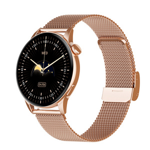 HD1 High Quality Round Dial Amoled Gold Smartwatch Girls Reloj Compass Golden Smart Watch Mujer Waterproof For Women smart band