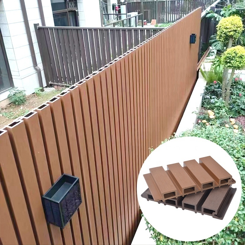 Exterior Wpc Cladding Wall Wood Grain Roofing Exterior Plastic Timber Composite Facade Slat Wpc Wall Panel