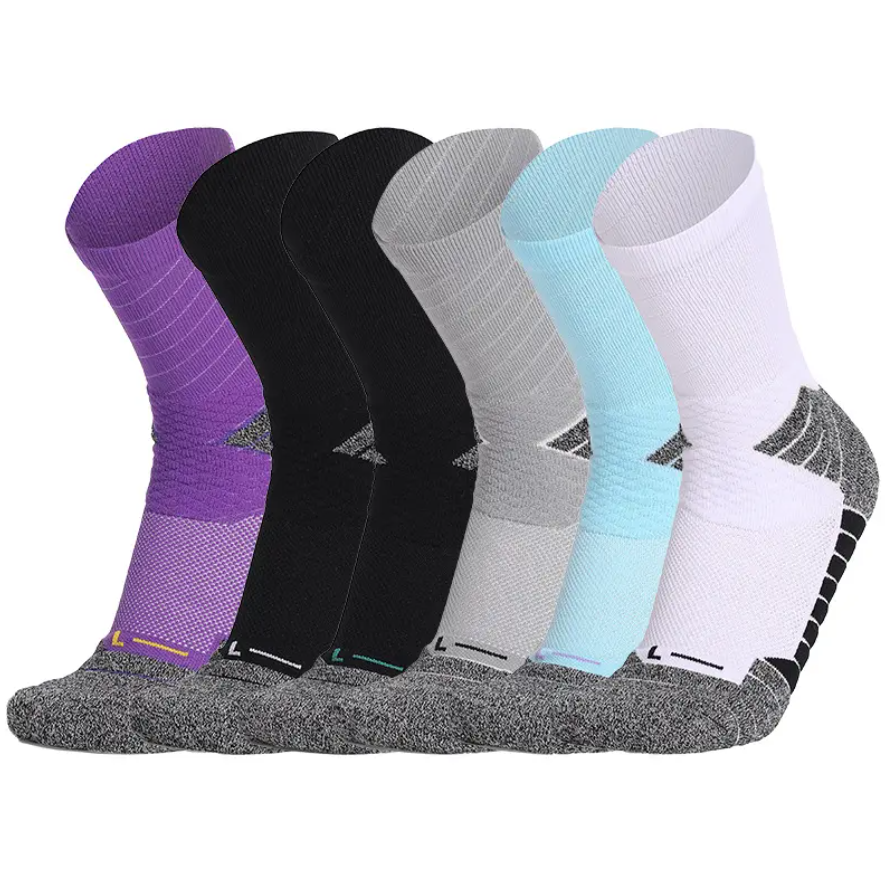 Manufacturer Design Custom Crew Elite Basketball Socks Thick Terry Cushion Bottom Adult Casual Athletic Practical Training Socks