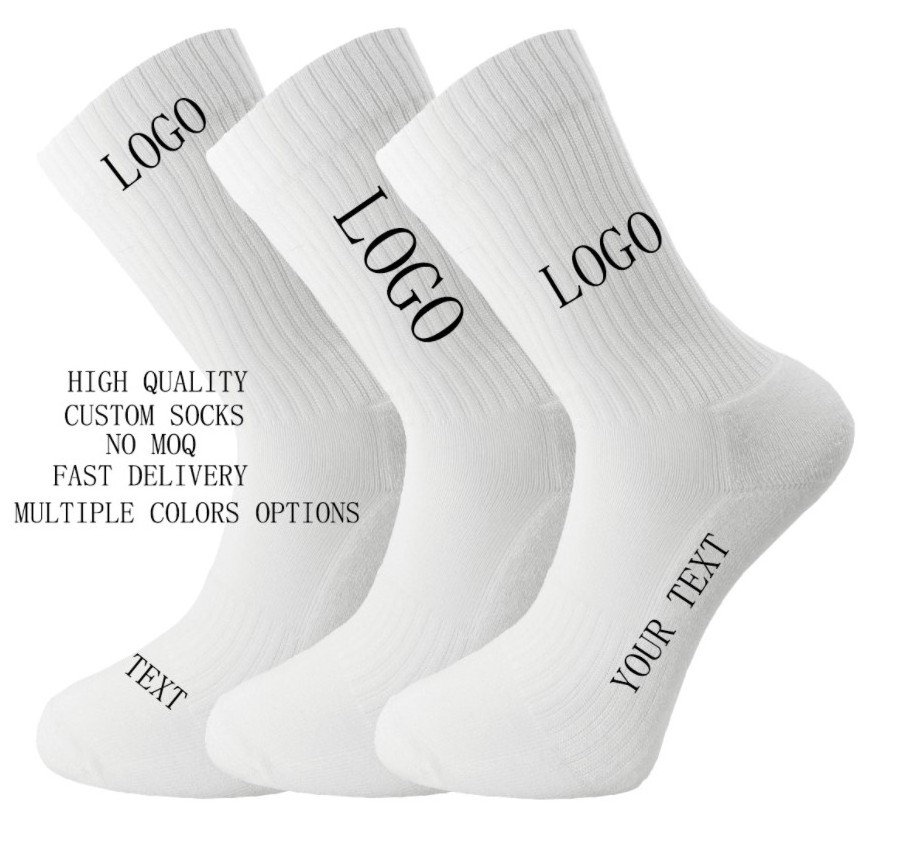 Design your own logo unisex socks wholesale crew athletic socks custom sport socks logo for men and women