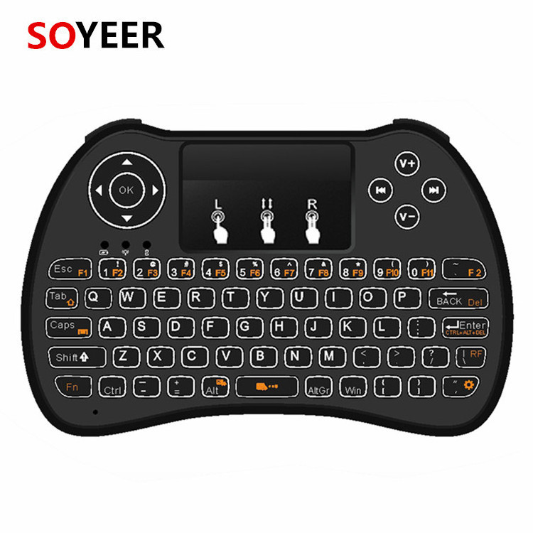 Soyeer H9 plus backlit 2.4G wireless mini keyboard air mouse for android box,Full Keyboard and TV Remote