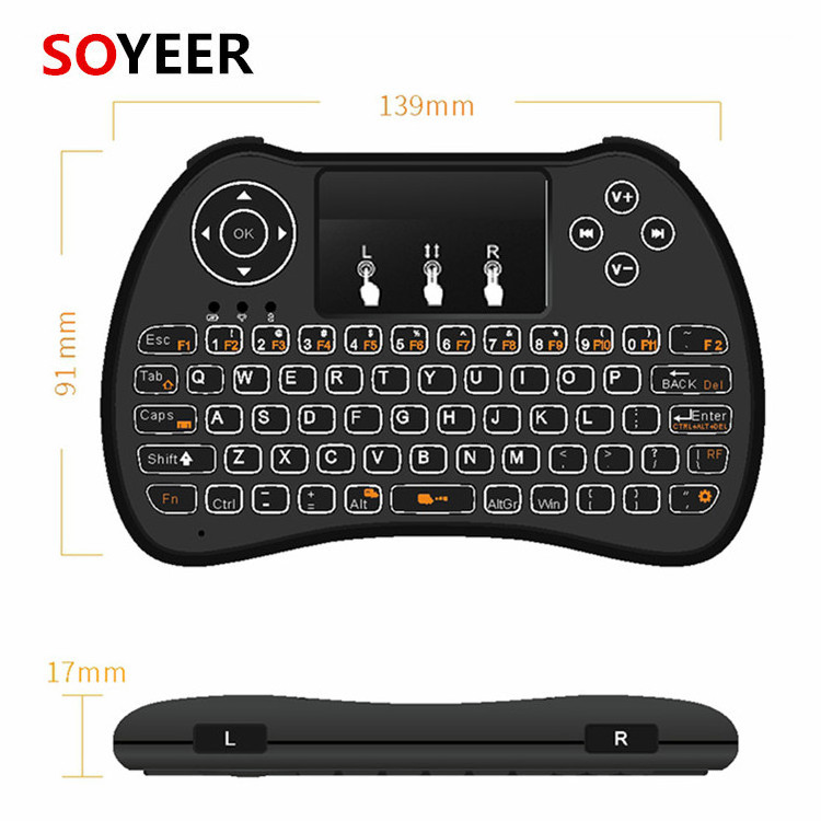 Soyeer H9 plus backlit 2.4G wireless mini keyboard air mouse for android box,Full Keyboard and TV Remote