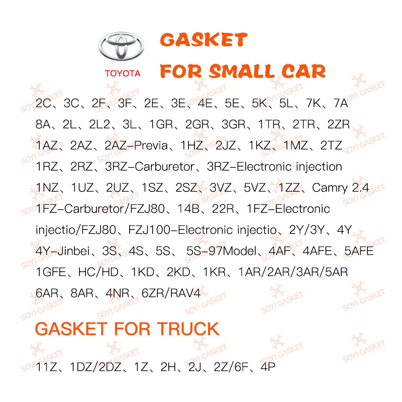SOYI For TOYOTA 5L OEM 04111-54280 head gasket repair kit/engine overhaul full set automotive engine parts