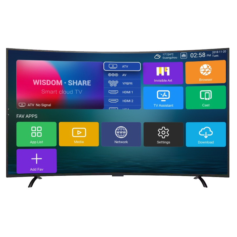 Big Size 50/55/65/75 inch Smart TV 4K FHD LED Curved  Large Screen wifi inteligentes Television