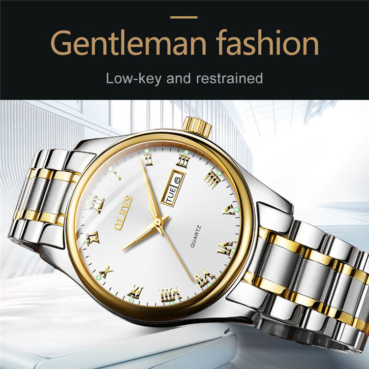 OLEVS 5568 S 2021 Luxury Wristwatch for Women Men White Black Face 30M Water Resistant Stainless Steel Quartz Couples watches