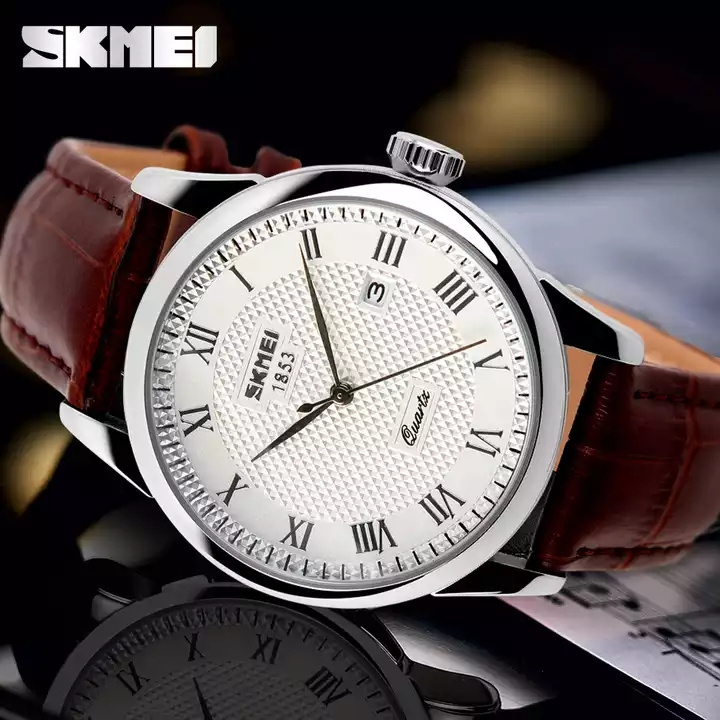 SKMEI leather watches for men brand men clock new western watches date women lover couple 30m waterproof wristwatches