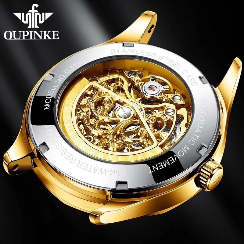 OUPINKE 3168 2022 Luxury Watch for Men Mechanical Waterproof Sports Skeleton Wrist Watches oupinke 3168 automatic watch