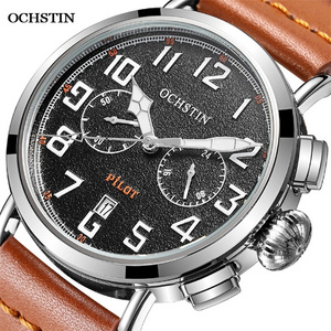 2024 New Men Watch Clock Luxury Top Brand OCHSTIN Pilot Classical Quartz Watches Male Waterproof Chronograph Luminous Wristwatch