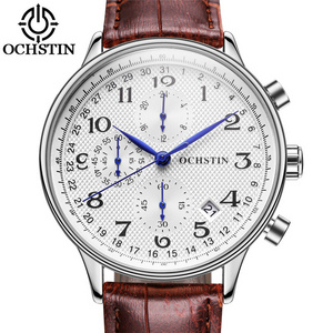 ochstin men watches GQ050C Top Brand Genuine Leather Men Japan Movement fashion Calendar Chronograph 6 Pins Analog Quartz Watches