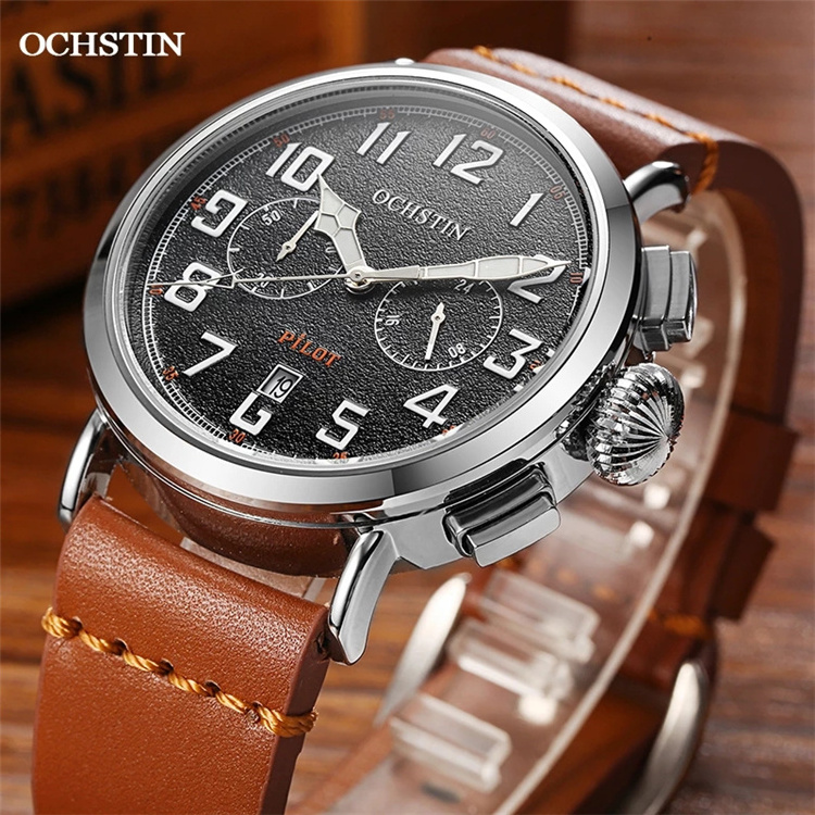 2024 New Men Watch Clock Luxury Top Brand OCHSTIN Pilot Classical Quartz Watches Male Waterproof Chronograph Luminous Wristwatch