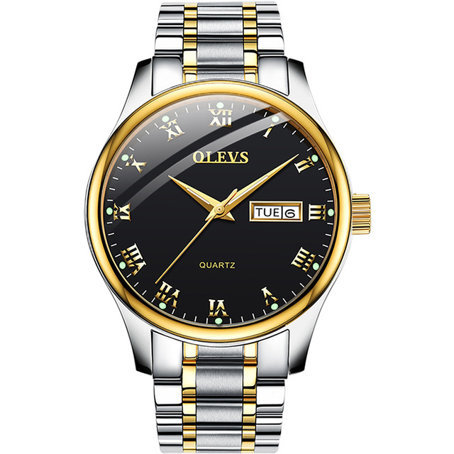 OLEVS 5568 S 2021 Luxury Wristwatch for Women Men White Black Face 30M Water Resistant Stainless Steel Quartz Couples watches