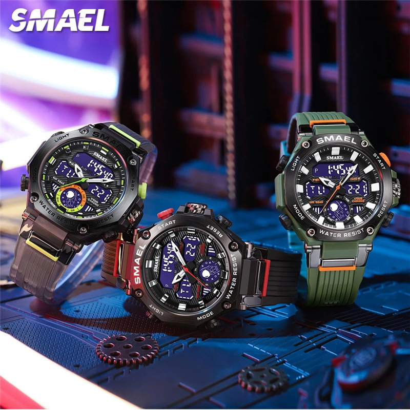 SMAEL 8069 Sport Watch Men Watches Waterproof 5Bar Dual Time Men's casual Watches Shock Resistant Alarm Clock montre homme