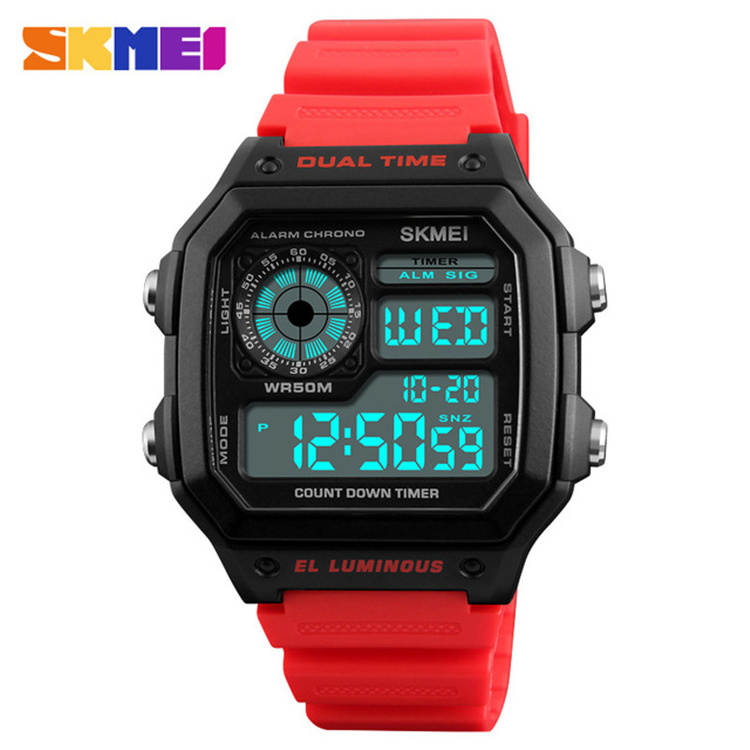 SKMEI 1299 Top Brand Luxury Digital Watch Men Double Time Countdown Waterproof Outdoor Sports Watches