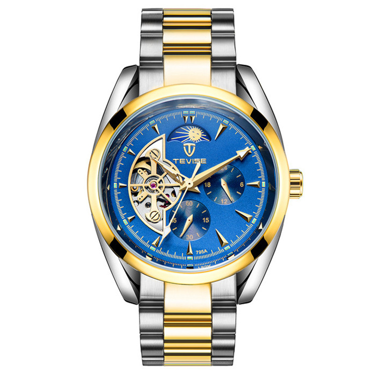 TEVISE 795a automatic hollow man watches men male business waterproof Moon Phase Luminous Tourbillon Mechanical Wristwatches