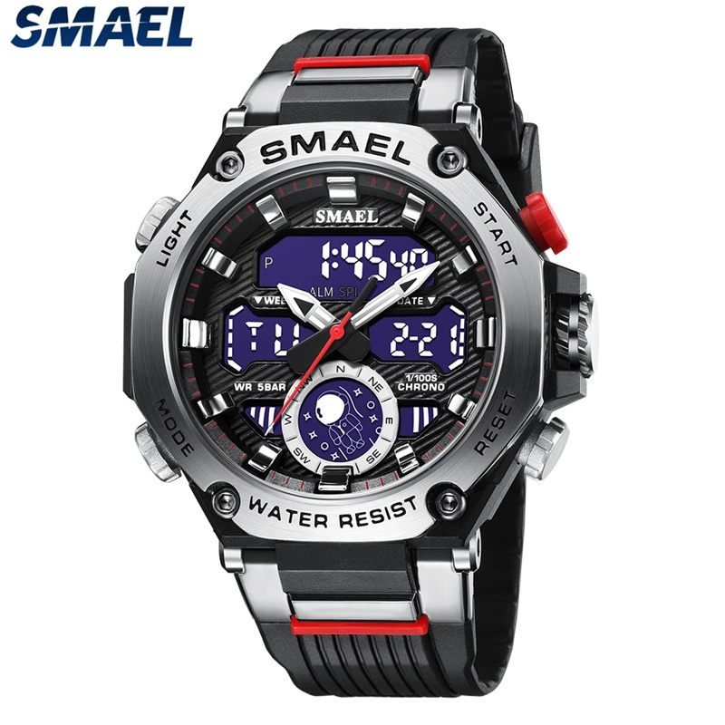 SMAEL 8069 Sport Watch Men Watches Waterproof 5Bar Dual Time Men's casual Watches Shock Resistant Alarm Clock montre homme