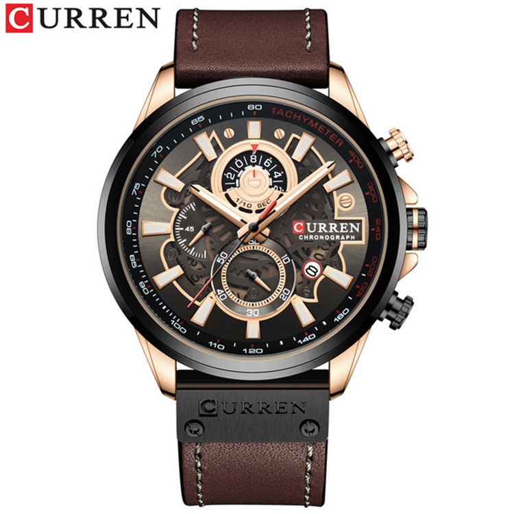 CURREN 8380 Fashion Sport Watch Men Blue Top Brand Luxury  Leather Wrist Watches Man Clock Casual Chronograph Wristwatch